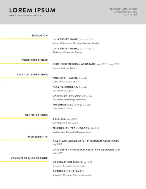 Yellow Touch Resume Template