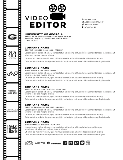 Video Editor Resume